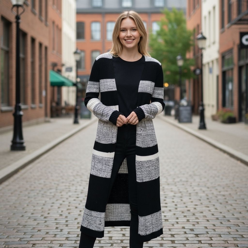Faded Glory Black and Gray Women's Cardigan